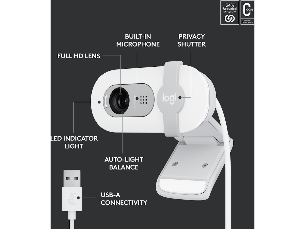 Logitech Brio 100 Full HD webkamera (off-white) Webkameraer