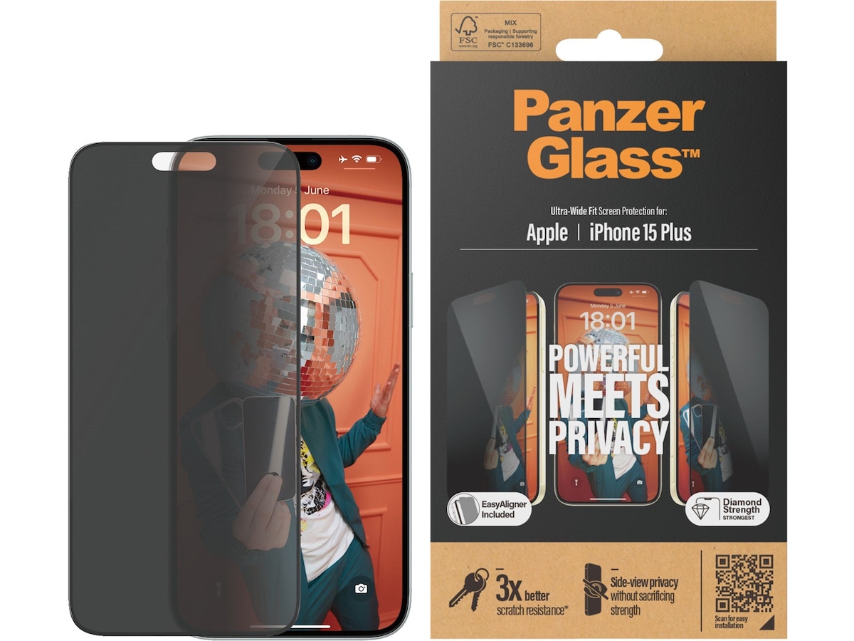 Panzerglass iPhone 15 Plus Privacy Skærmbeskytter Skærmbeskyttelse mobiltelefon