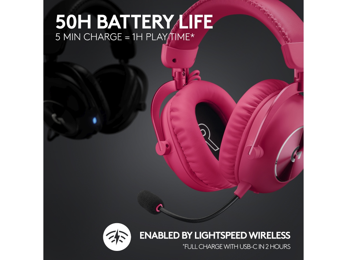 Logitech Pro X 2 Lightspeed Trådløst Gaming Headset (magenta) Gamingheadset