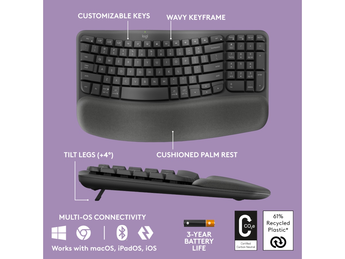 Logitech Wave Keys for Business trådløst tastatur (grafit) Keyboards