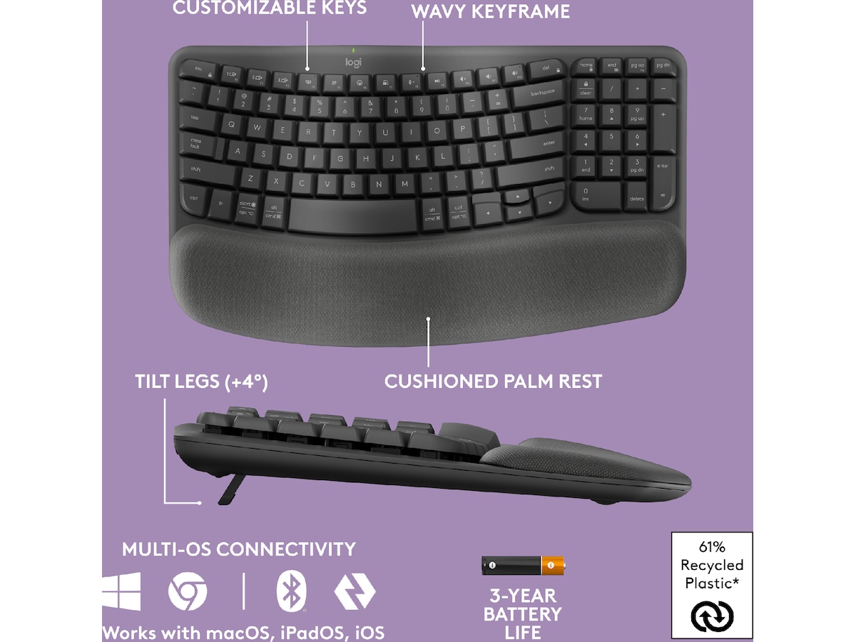 Logitech Wave Keys trådløst tastatur (grafit) Keyboards