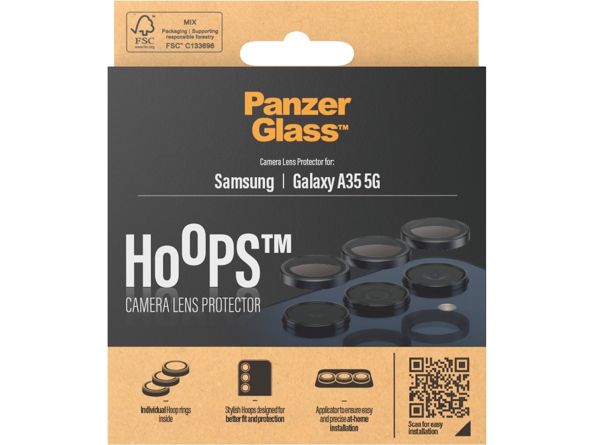PanzerGlass Galaxy A34 Hoops Linsebeskytter (sort) Skærmbeskyttelse mobiltelefon