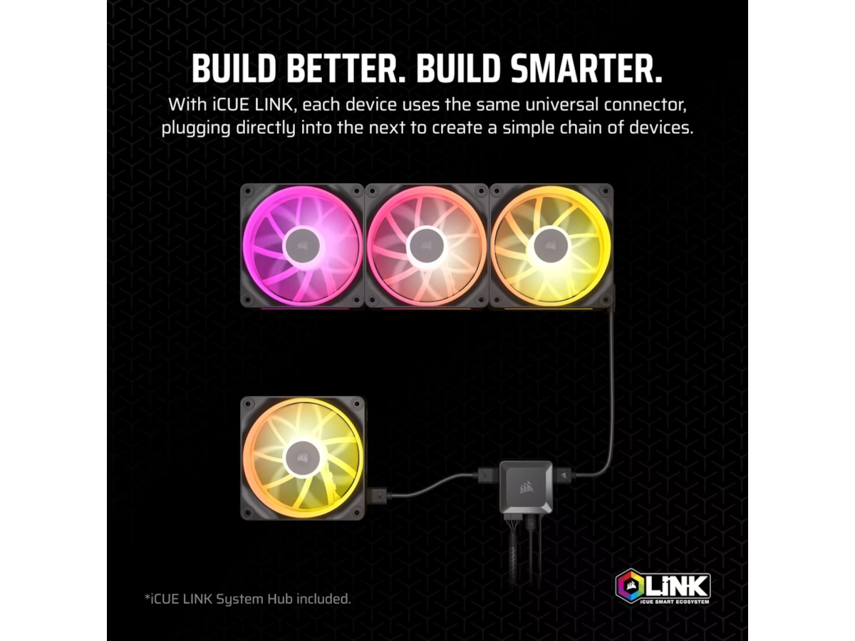 Corsair iCue Link LX120 RGB Ventilator 3pk (sort) Blæsere