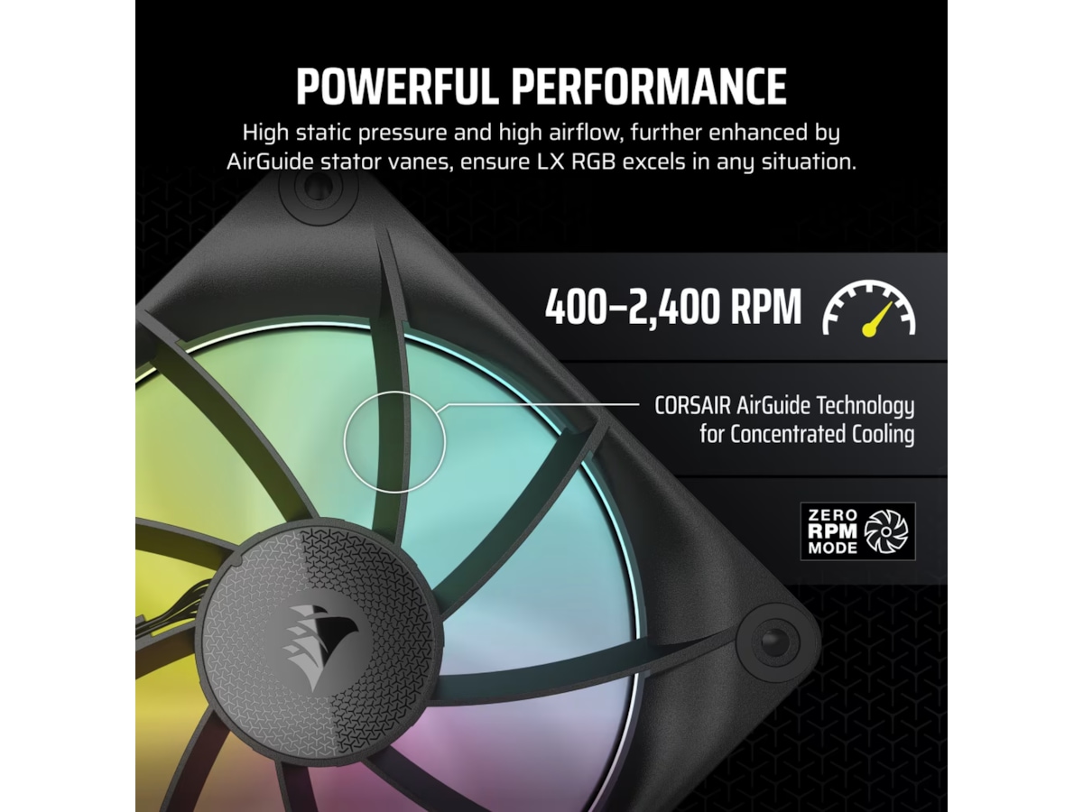 Corsair iCue Link LX120 RGB Ventilator 3pk (sort) Blæsere