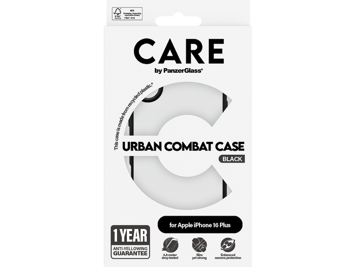 PanzerGlass CARE iPhone 16 Plus Urban Combat cover (gennemsigtig) Mobilcover