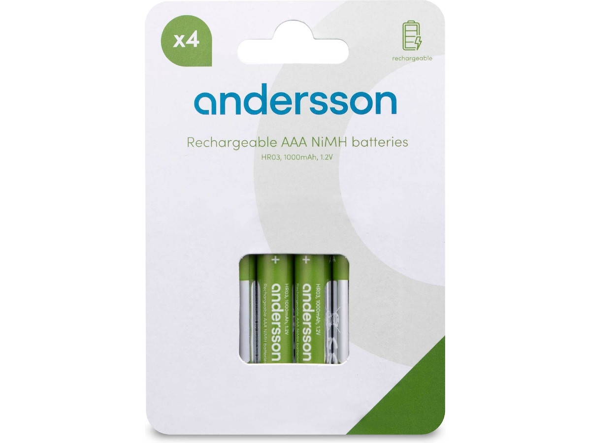 Andersson genopladeligt AAA batteri, 4-pk Generelle batterier