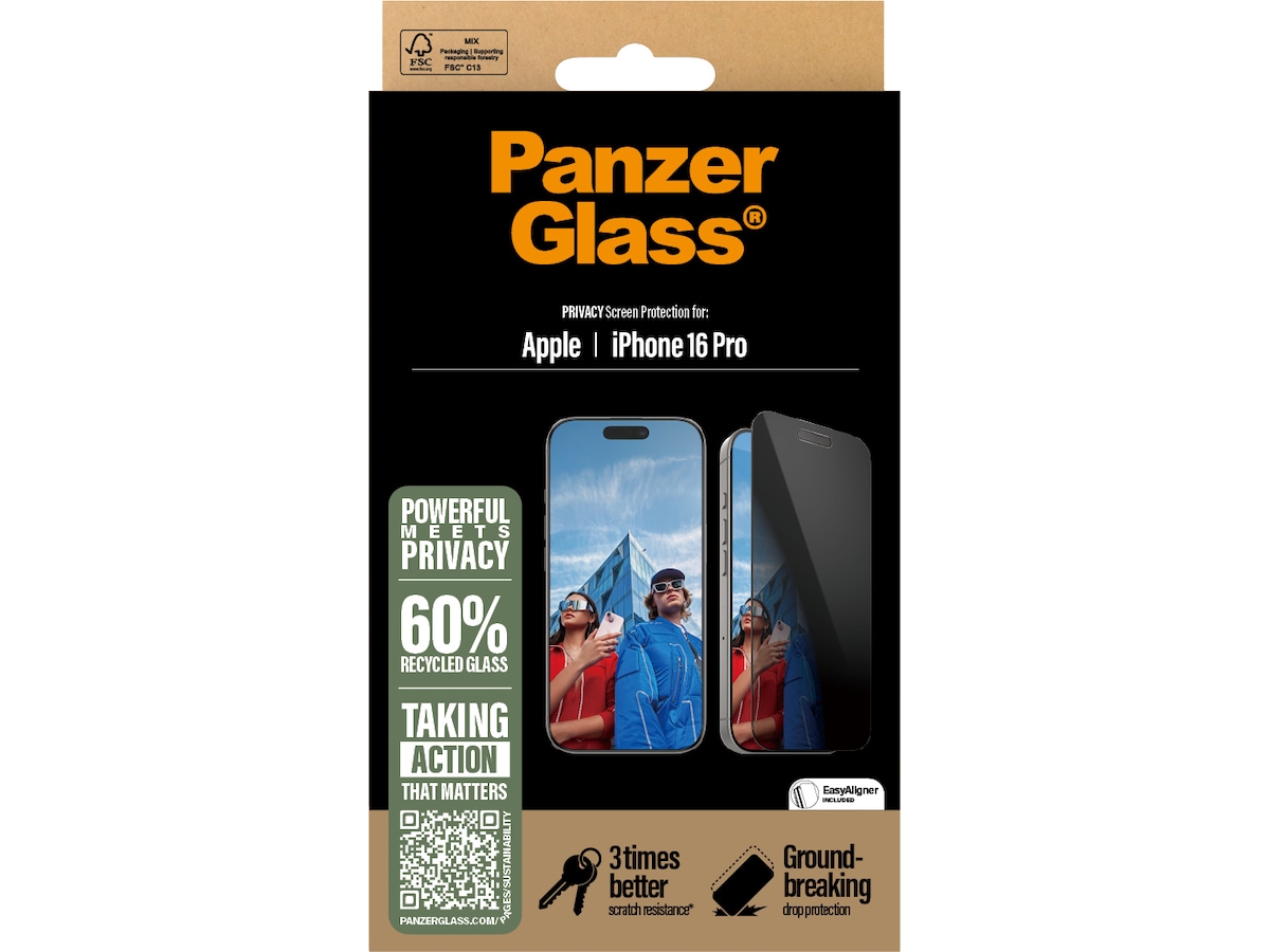 PanzerGlass iPhone 16 Pro Privacy skærmbeskytter Skærmbeskyttelse mobiltelefon