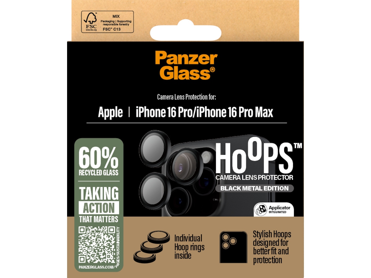 PanzerGlass iPhone 16 Pro / Pro Max Hoops Linsebeskytter Skærmbeskyttelse mobiltelefon