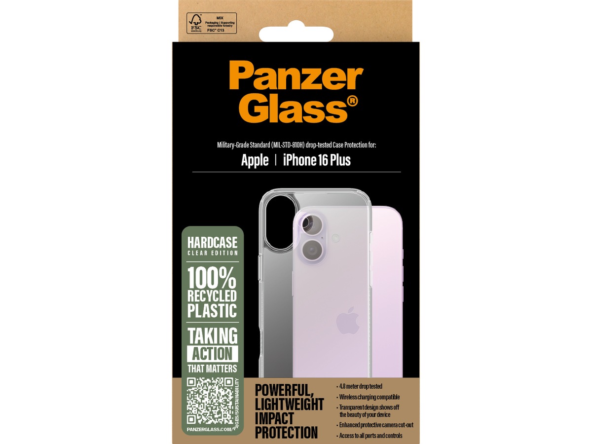 PanzerGlass iPhone 16 Plus HardCase cover (gennemsigtig) Mobilcover