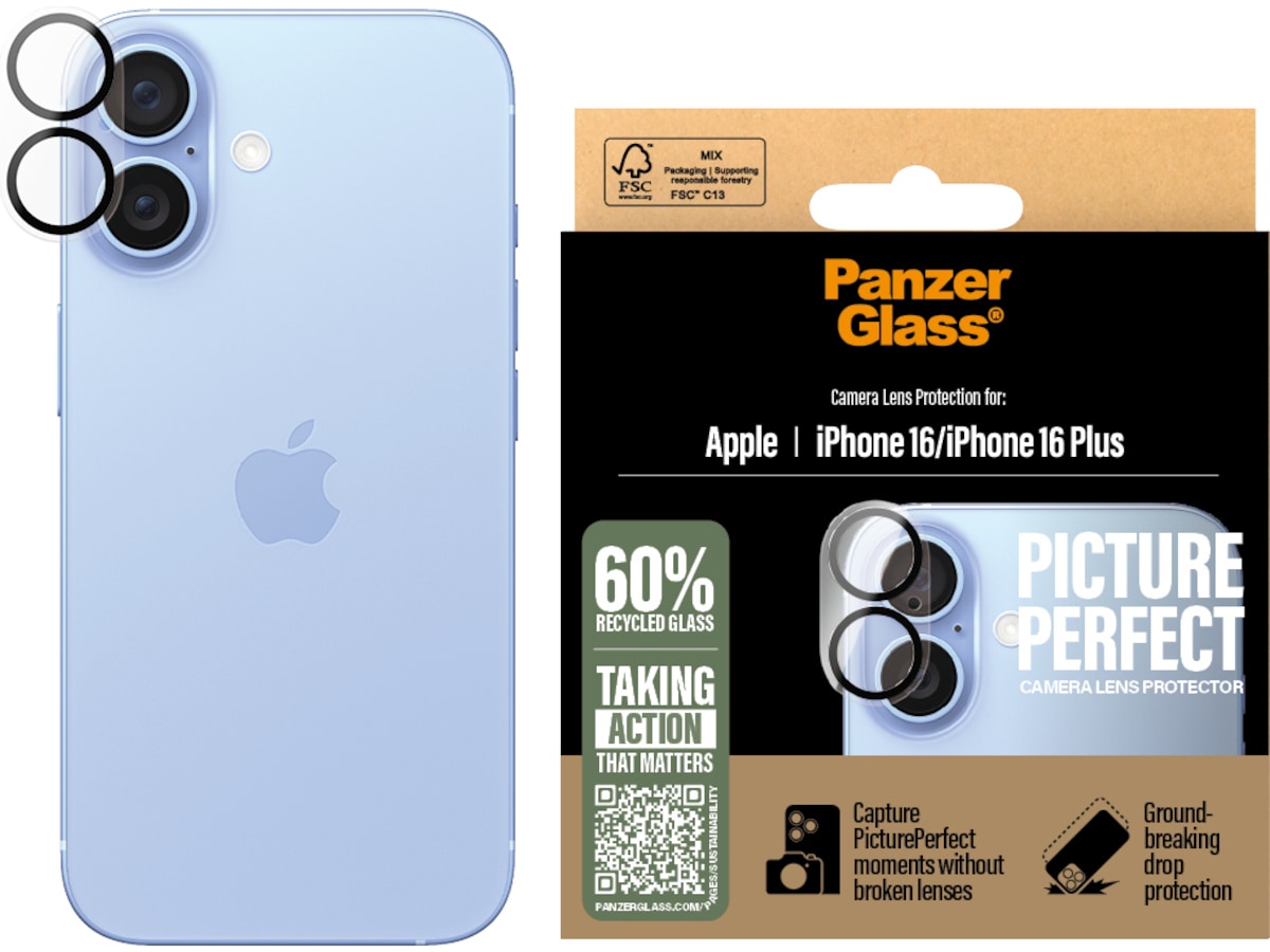 PanzerGlass iPhone 16 / 16 Plus PicturePerfect Linsebeskytter Skærmbeskyttelse mobiltelefon