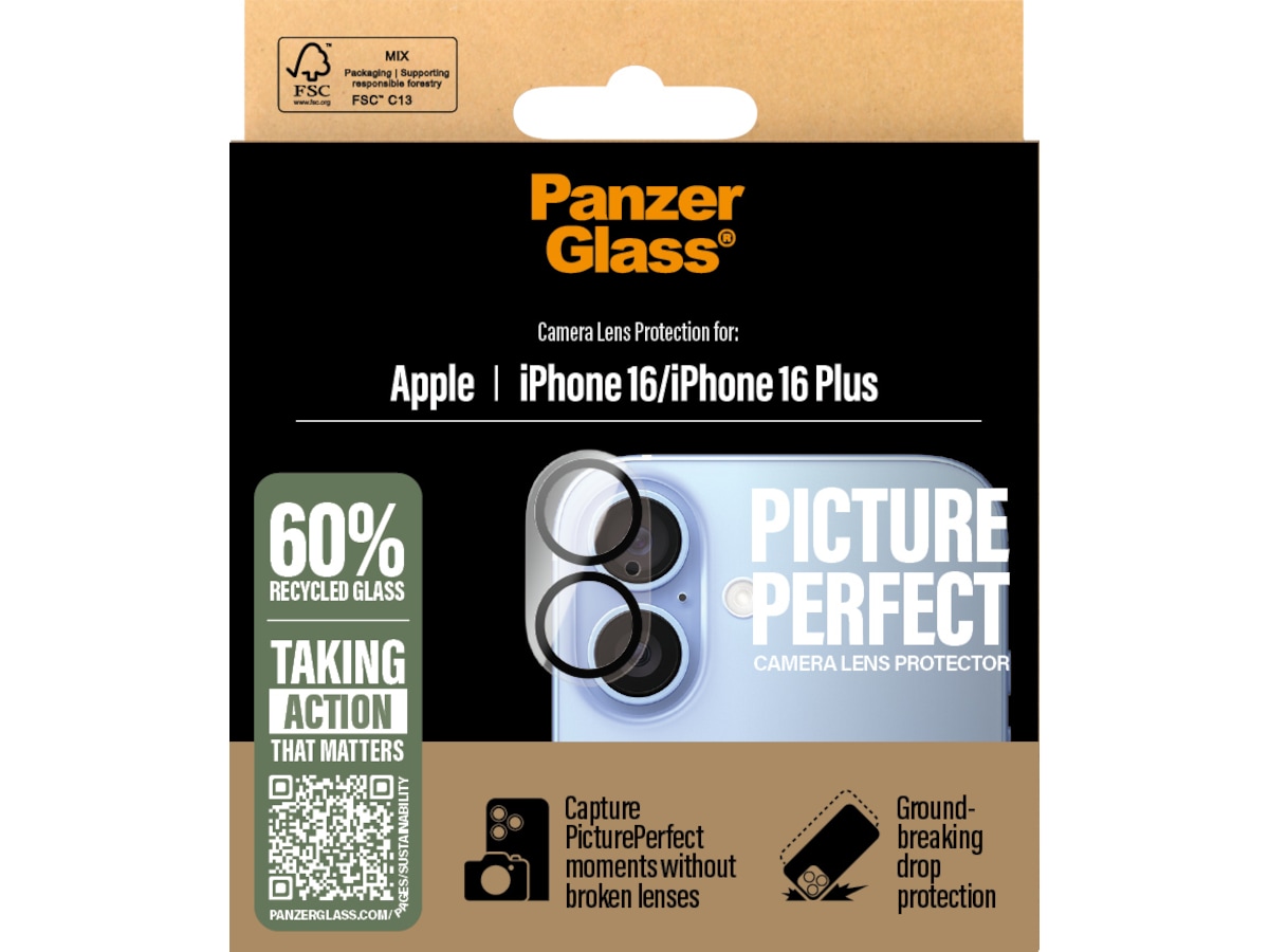 PanzerGlass iPhone 16 / 16 Plus PicturePerfect Linsebeskytter Skærmbeskyttelse mobiltelefon
