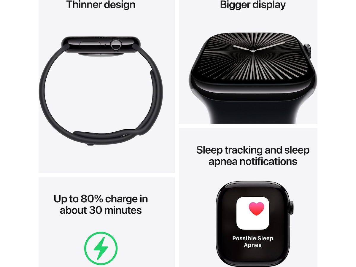 Apple Watch Series 10 GPS + LTE 42mm Aluminium (pianosort) Smartwatches