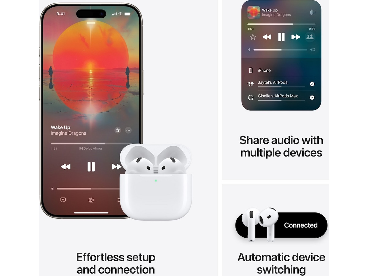 Apple AirPods 4 Aktiv støjreduktion Trådløse høretelefoner, Earbuds (hvid) In-ear høretelefoner