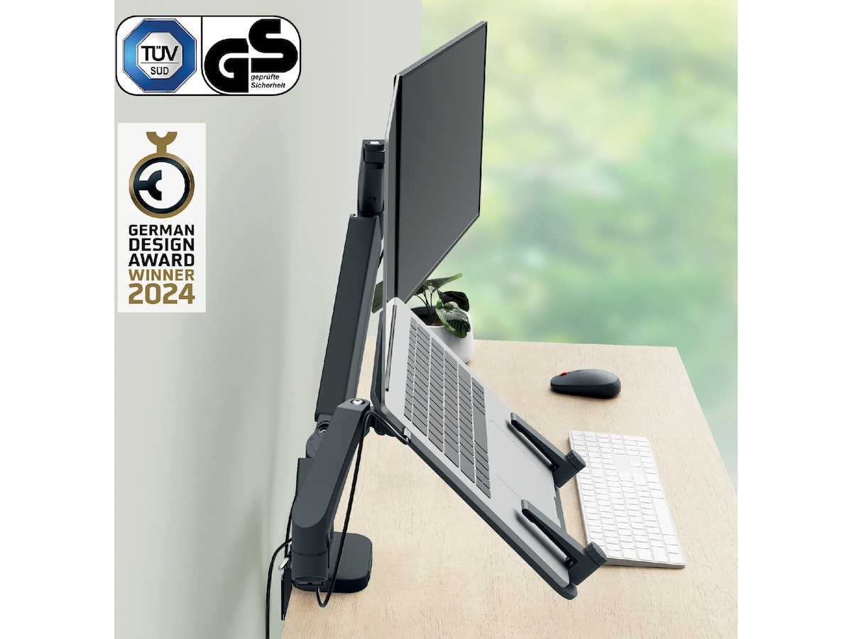 Leitz Ergo Monitor Arm & Laptop Arm, pladsbesparende Væg ophæng