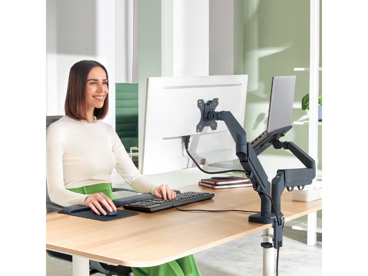 Leitz Ergo Monitor Arm & Laptop Arm, pladsbesparende Væg ophæng