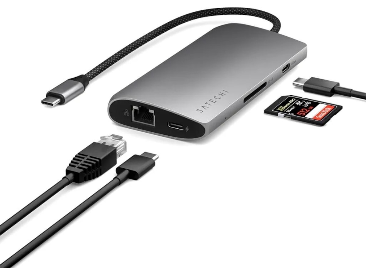 Satechi Multiport 8K Docking (space gray) Dockingstation og USB-hub
