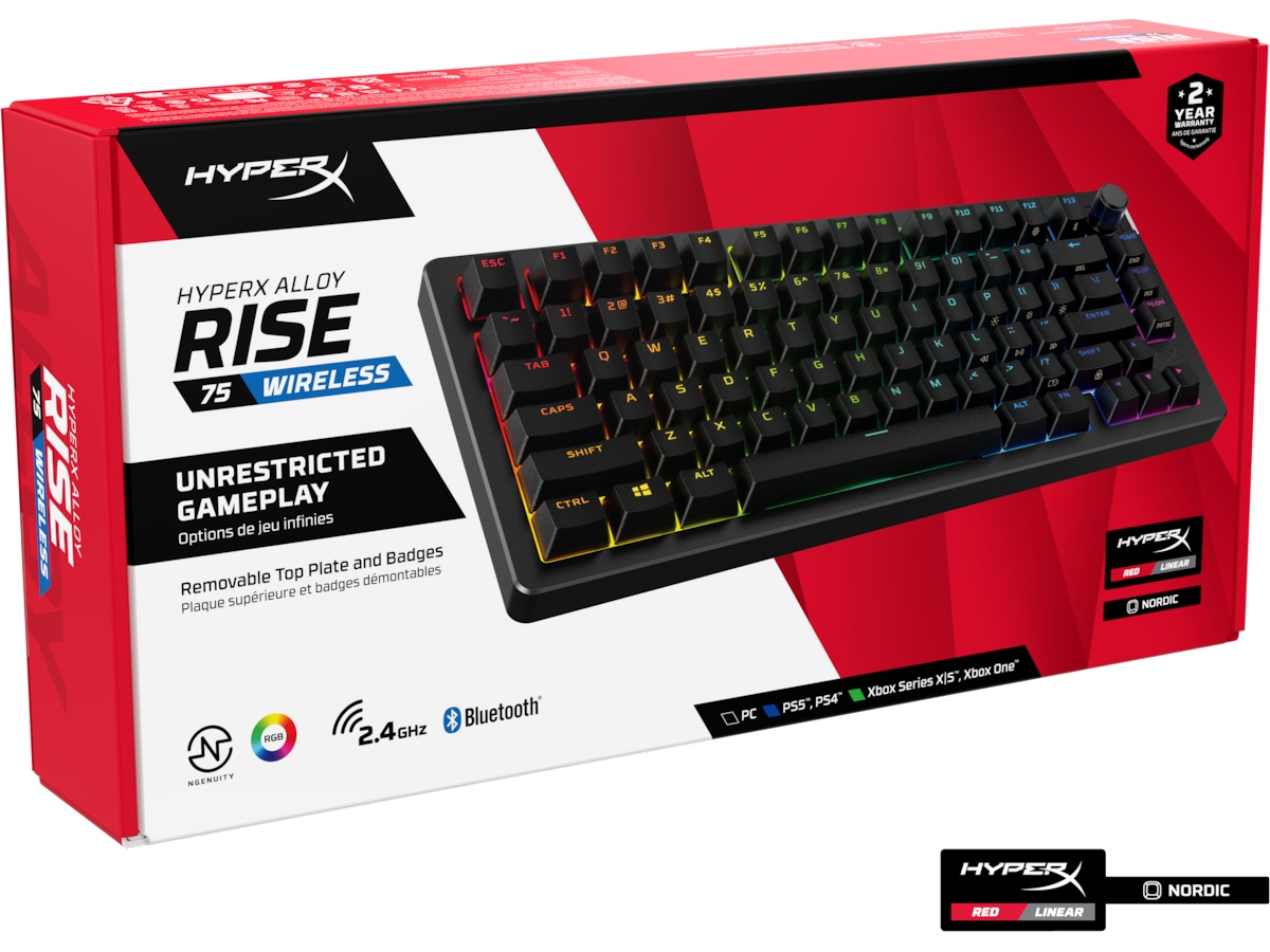 HyperX Alloy Rise 75 trådløst gamingtastatur (sort) Gamingkeyboard