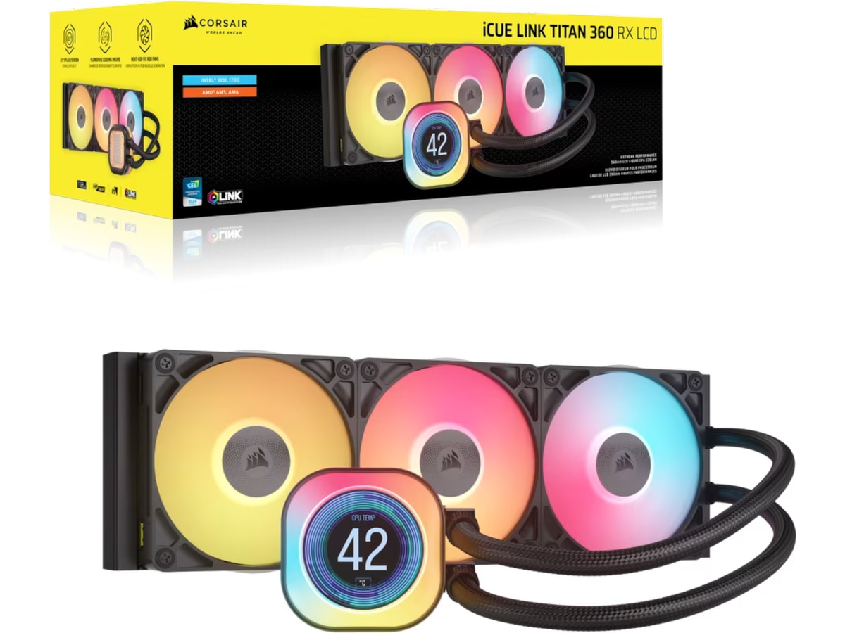 Corsair iCUE LINK TITAN 360 RX LCD AIO Køler (sort) CPU - Vandkøling