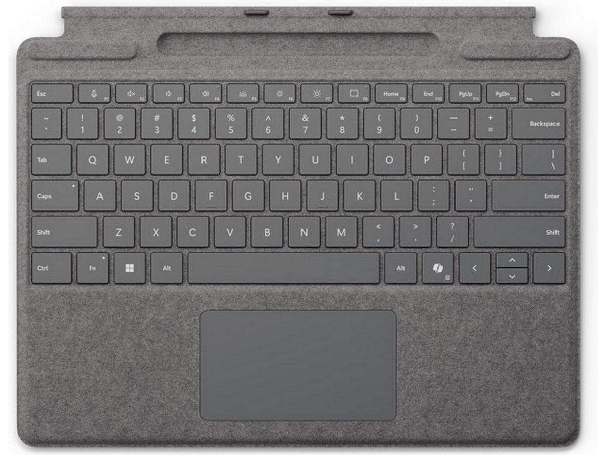 Microsoft Surface Pro-tastatur med penneopbevaring (platin) Tastatur og stylus