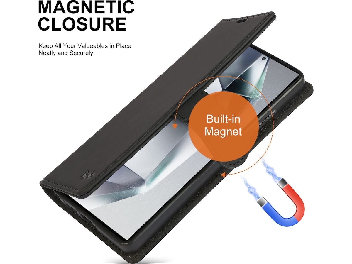 iiglo Galaxy S25 Ultra Wallet cover (sort) Mobilcover