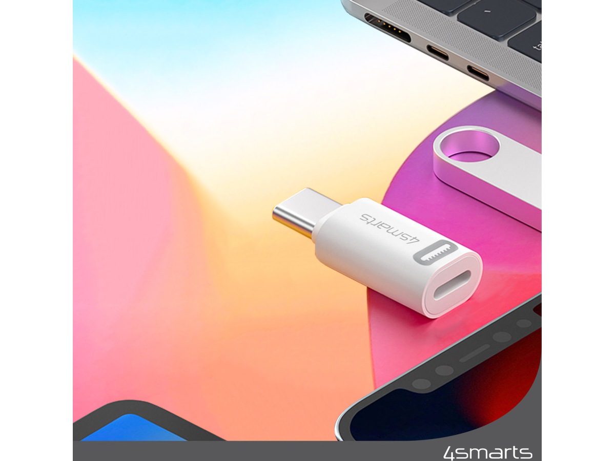 4smarts Lightning til USB-C Adapter, 2-pack (hvid) Adapter og kabel