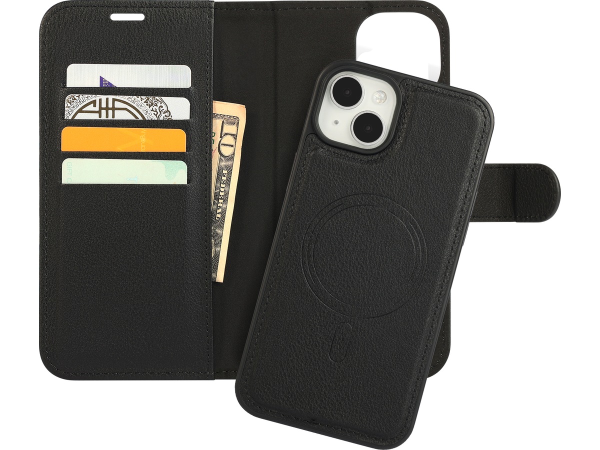 iiglo iPhone 15 Plus 2-i-1 Wallet cover (sort) Mobilcover
