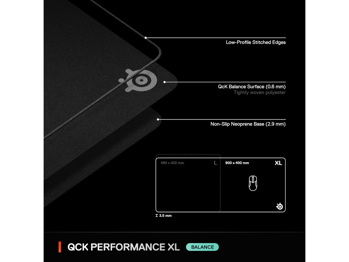 SteelSeries QcK Performance XL Balance gamingmusemåtte Gamingmusemåtte
