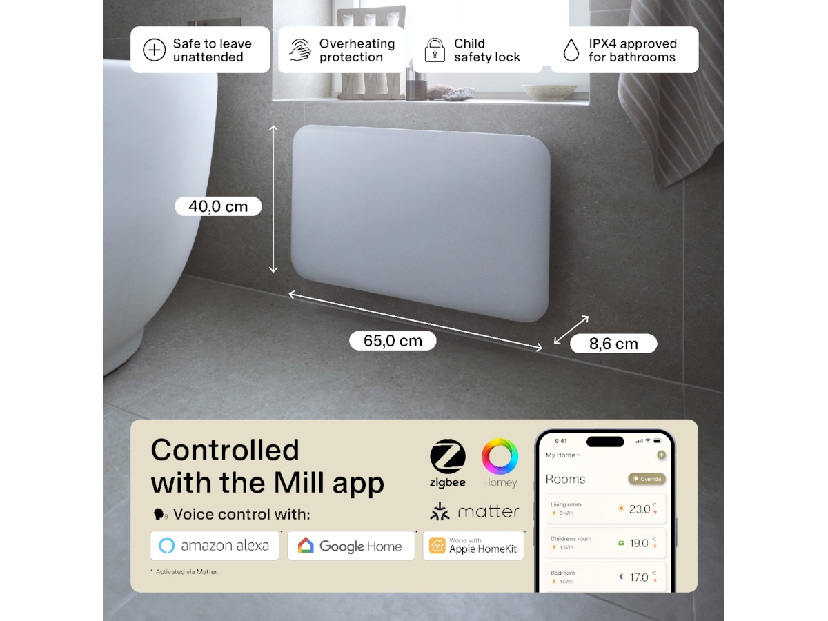 Mill Invisible Smart WiFi Gen 4 panelovn 700W (hvid) Varmepaneler