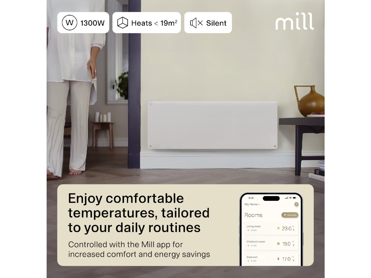 Mill Glass Smart WiFi Gen 4 panelovn 1300W (hvid) Varmepaneler