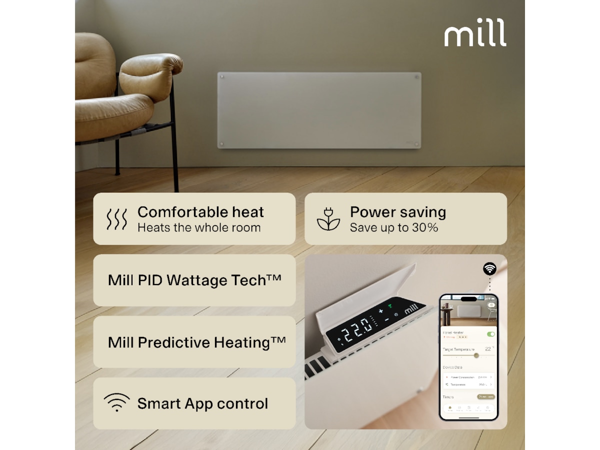 Mill Glass Smart WiFi Gen 4 panelovn 1300W (hvid) Varmepaneler