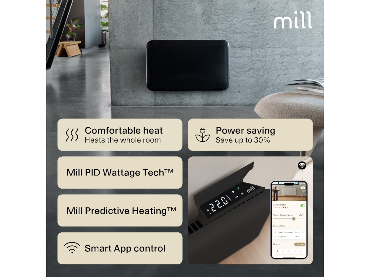 Mill Invisible Smart WiFi Gen 4 panelovn 700W (sort) Varmepaneler