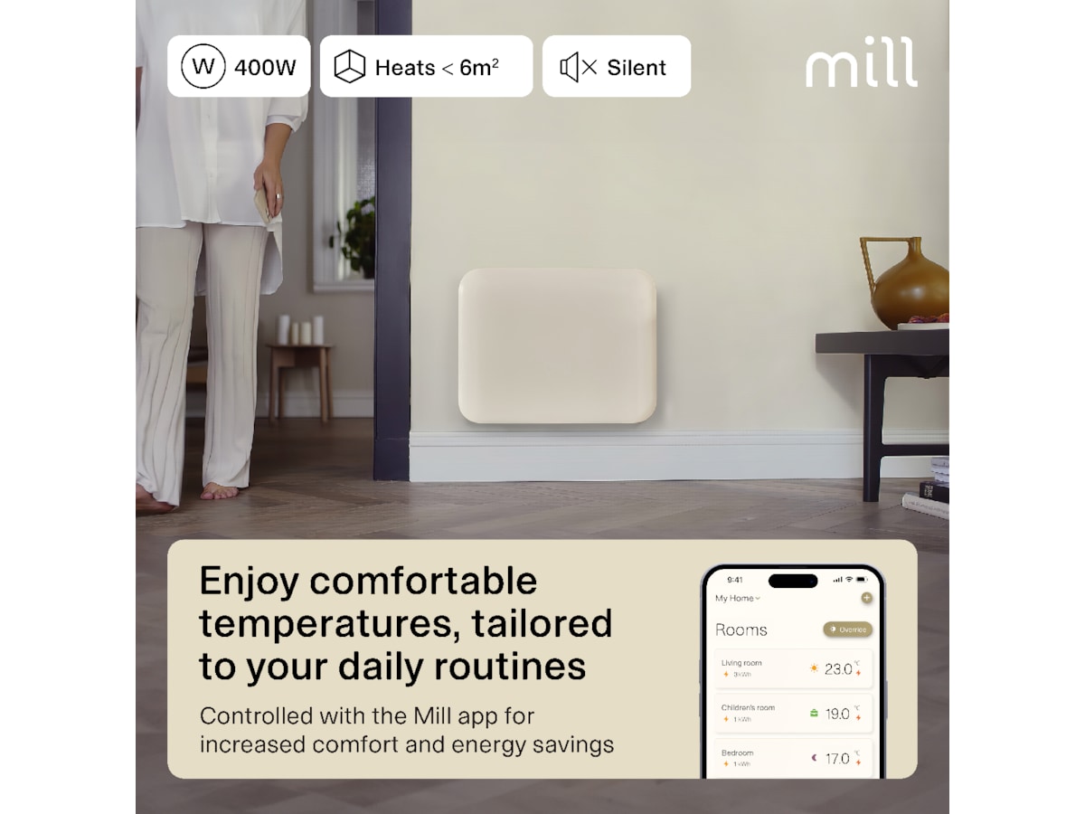 Mill Invisible Smart WiFi Gen 4 panelovn 400W Varmepaneler