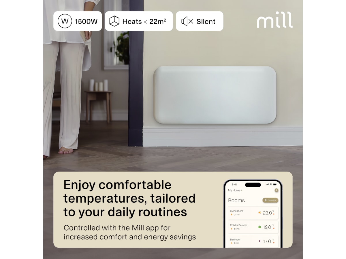 Mill Invisible Smart WiFi Gen 4 panelovn 1500W Varmepaneler