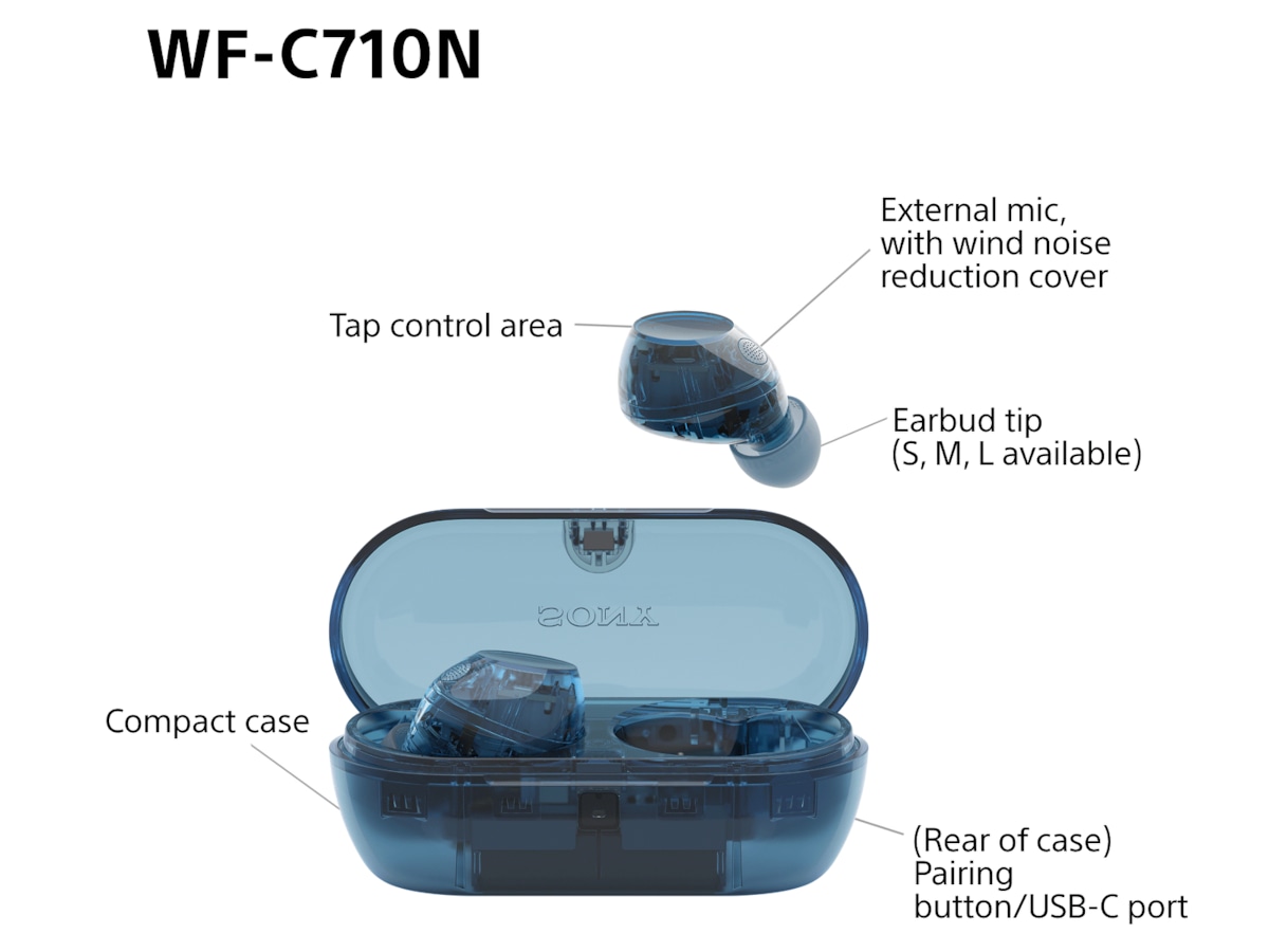 Sony WF-C710N Trådløse høretelefoner, Earbuds med mikrofon (blå) In-ear høretelefoner