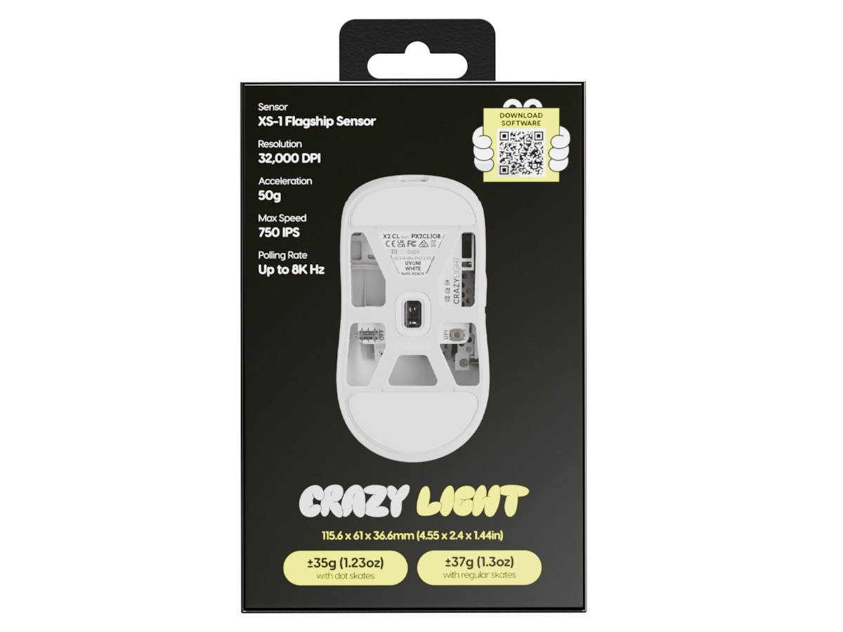 Pulsar X2 CrazyLight Trådløs Gamingmus (Uyuni White) Gamingmus