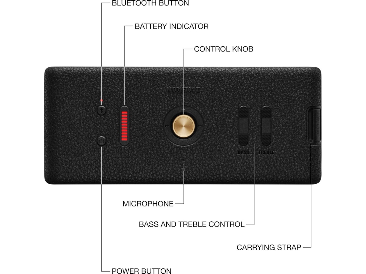 Marshall Middleton II Trådløs bluetooth højtale (sort/messing) Trådløs / Bluetooth højttaler