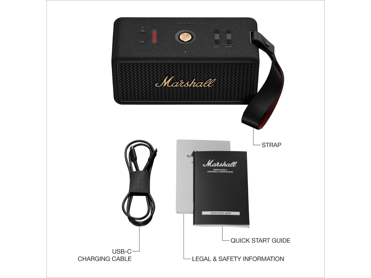 Marshall Middleton II Trådløs bluetooth højtale (sort/messing) Trådløs / Bluetooth højttaler