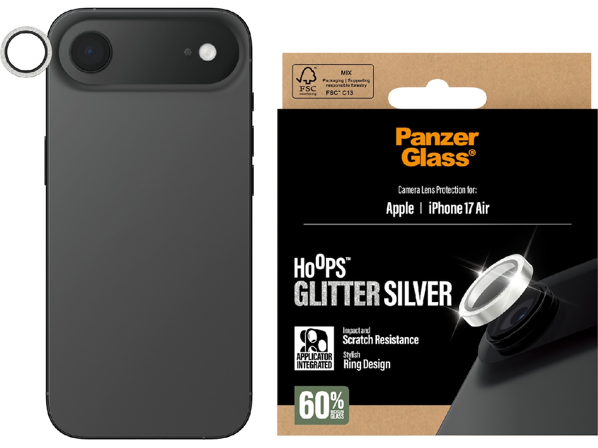 PanzerGlass iPhone Air Hoops Linsebeskytter (glitter silver) Skærmbeskyttelse mobiltelefon