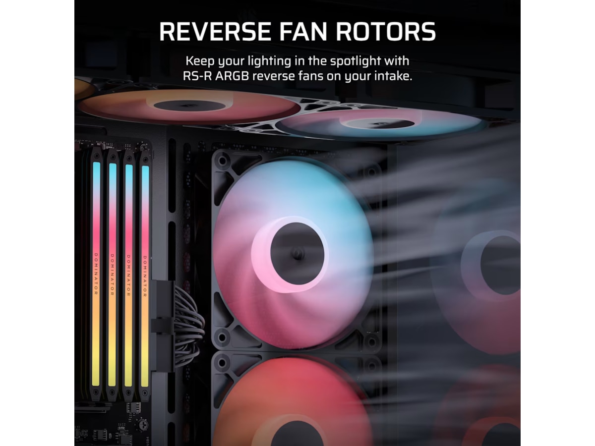 Corsair RS120-R ARGB PWM Reverse Ventilator 3pk (sort) Blæsere