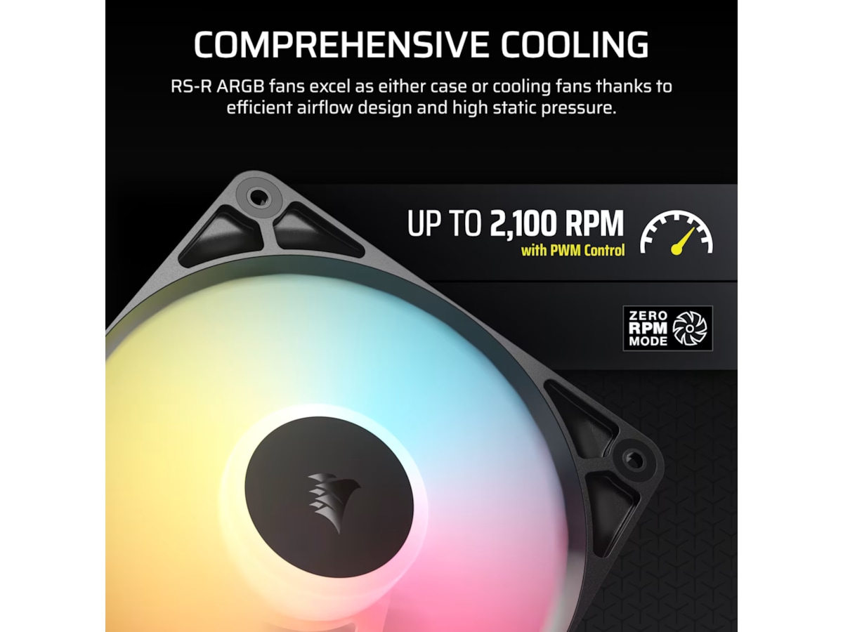 Corsair RS120-R ARGB PWM Reverse Ventilator 3pk (sort) Blæsere