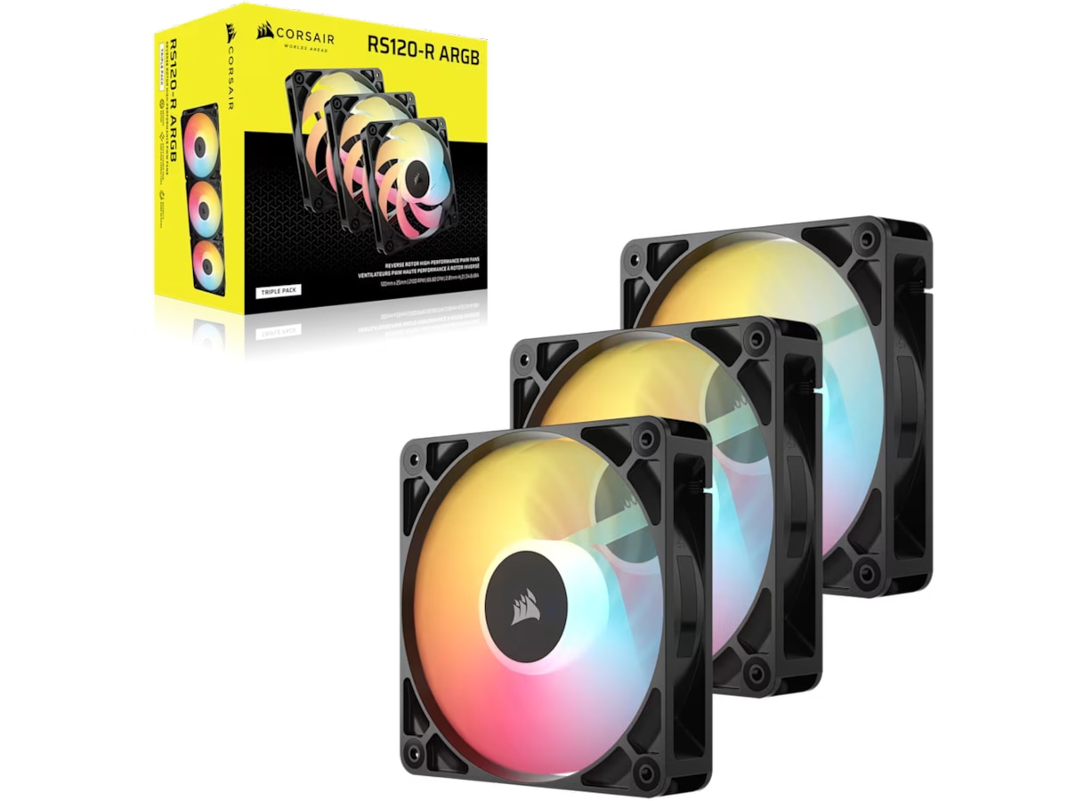 Corsair RS120-R ARGB PWM Reverse Ventilator 3pk (sort) Blæsere