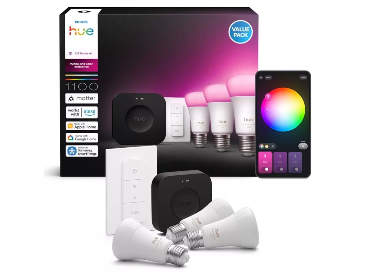 Philips Hue WCA startpakke (3x E27 + lysdæmper + Bridge Pro) LED-pærer & elpærer
