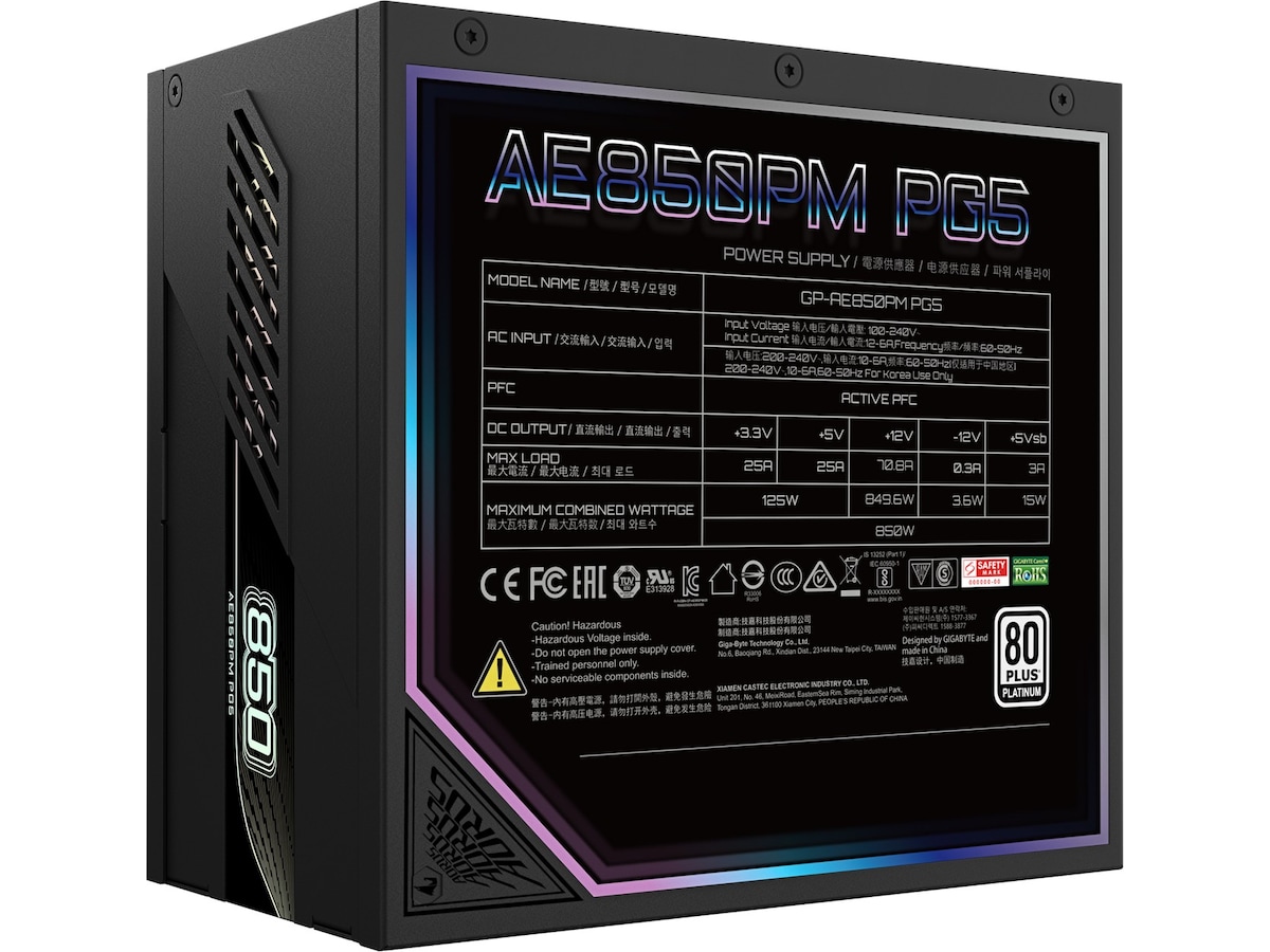 Gigabyte AORUS ELITE P850W PSU (sort) Strømforsyninger