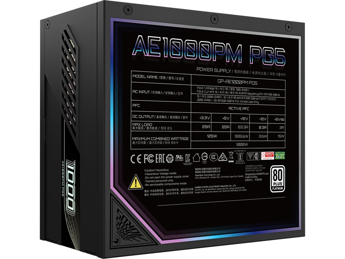 Gigabyte AORUS ELITE P1000W PSU (sort) Strømforsyninger