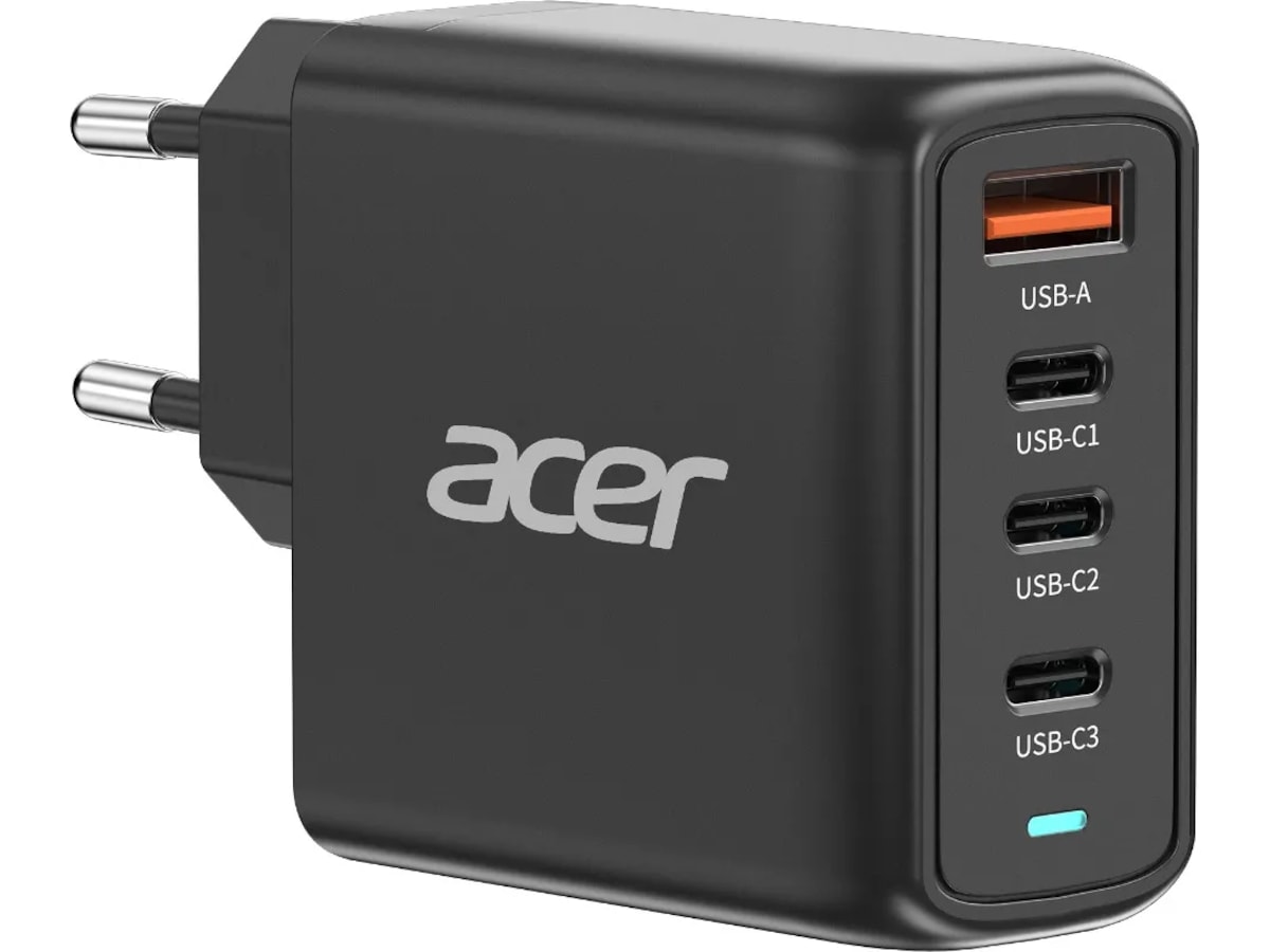 Acer 100W GaN PD-lader med 4 porte Batteri og lader