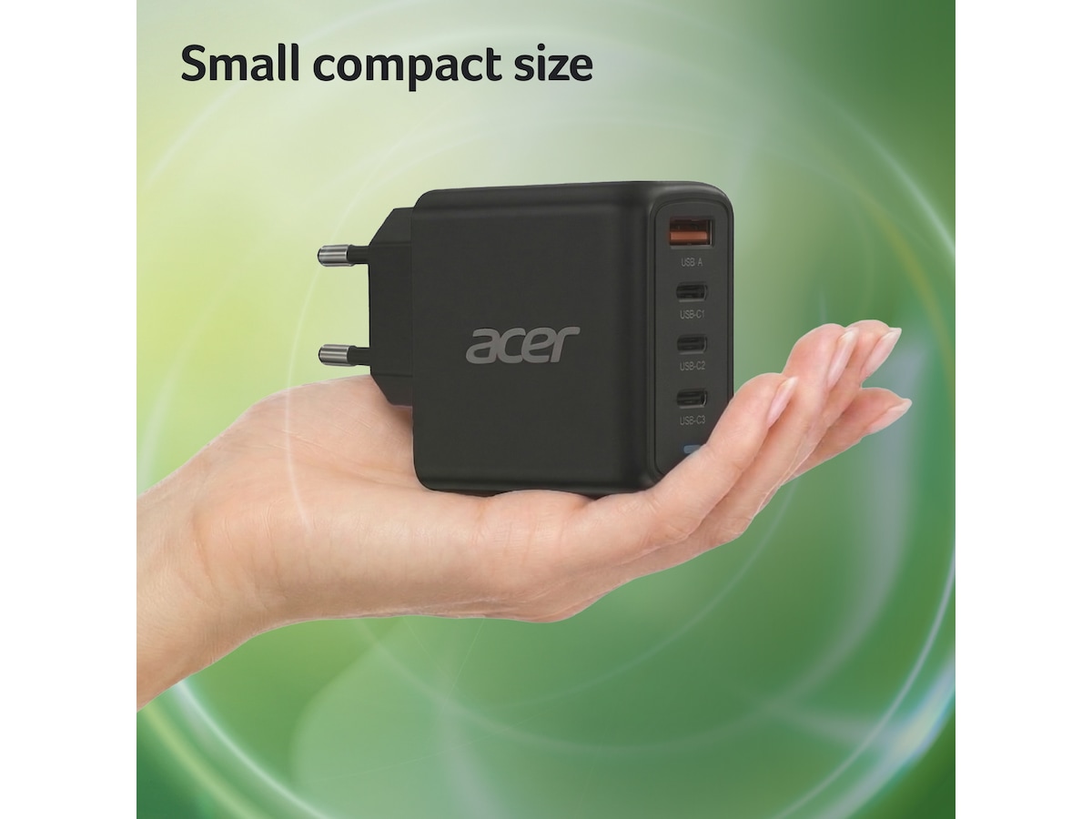 Acer 100W GaN PD-lader med 4 porte Batteri og lader