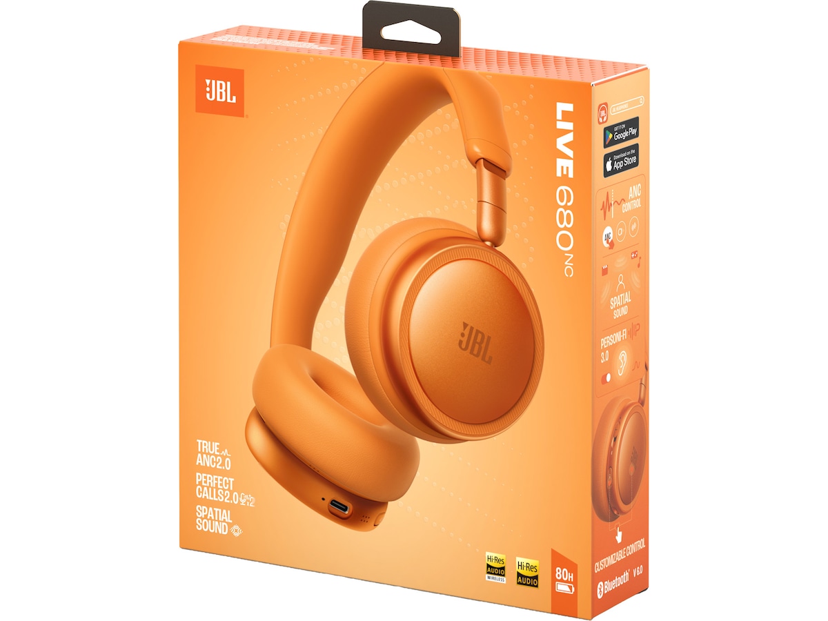 JBL LIVE 680NC Trådløse on-ear hovedtelefoner (orange) Høretelefoner
