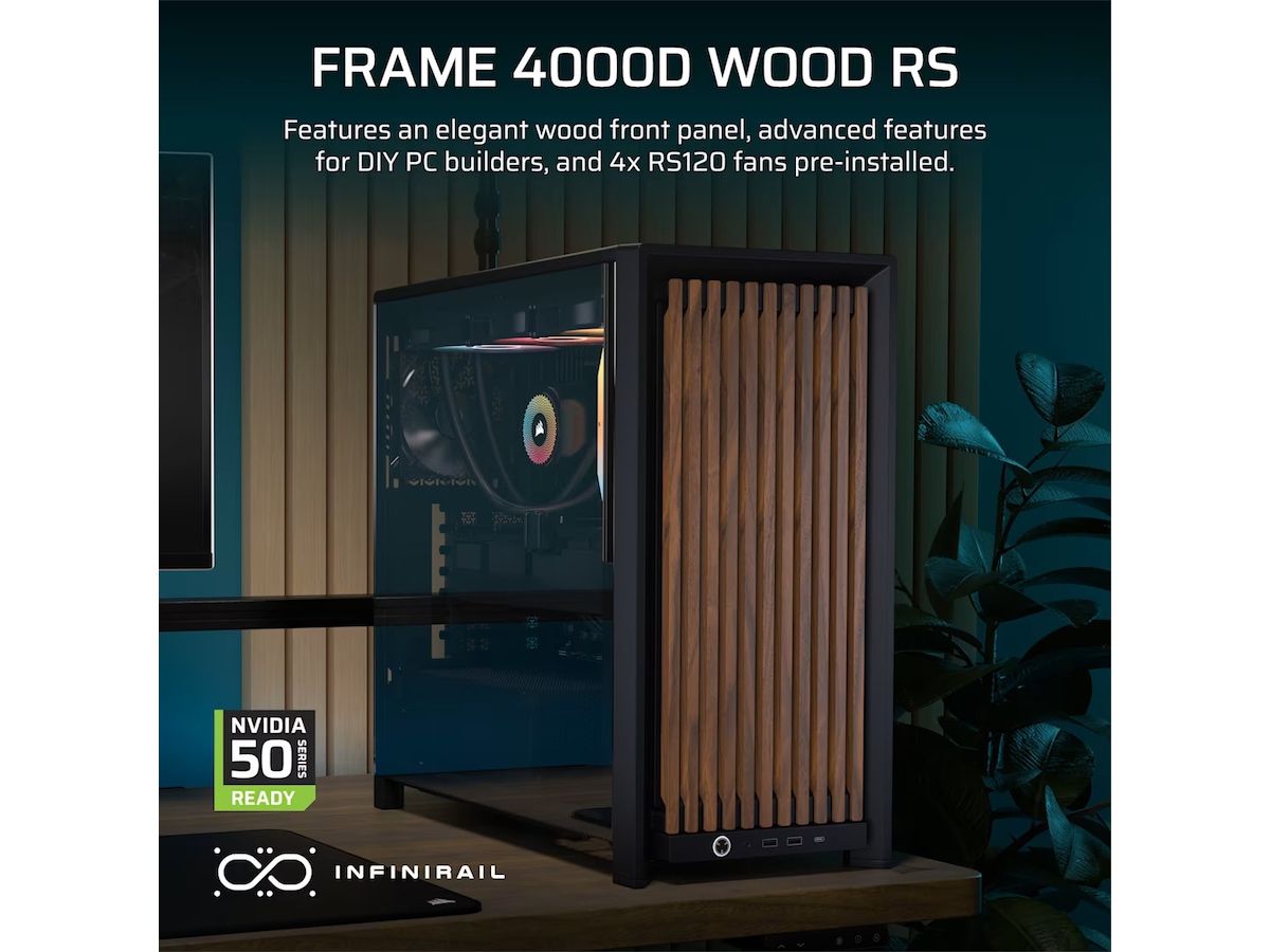 Corsair FRAME 4000D RS Wood Mid Tower (sort) Midi Tower