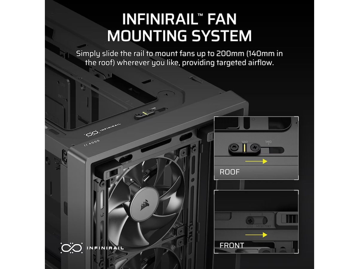 Corsair FRAME 4000D RS Wood Mid Tower (sort) Midi Tower