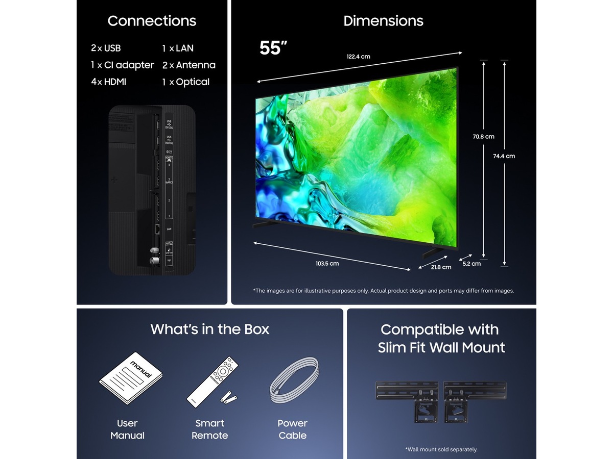 Samsung 55" QN82H Neo QLED 4K Mini LED Smart TV (2026) 50 - 59 tommer TV